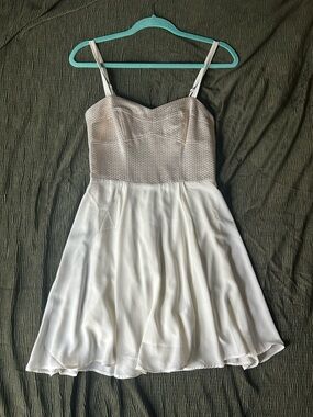 Express Ivory Textured Bodice Mini Skater Dress- Size 4